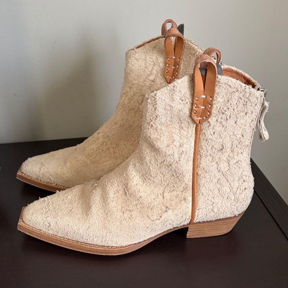 Free People Wesley Ankle Boot Bone Leather Western Inspired Square Toe US 8.5 - Picture 8 of 13